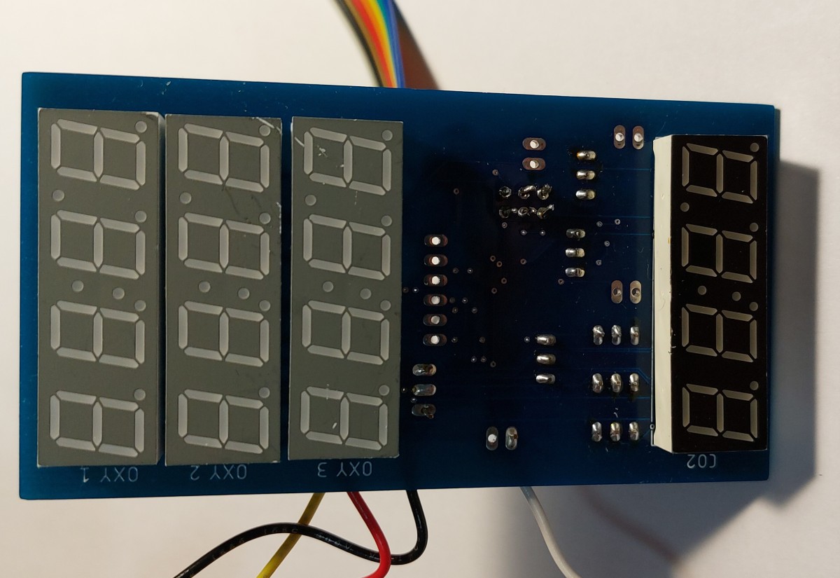 A completely assembled and connected board from the front