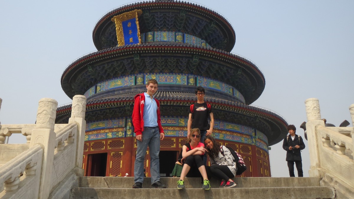 Me (leftmost) visiting a temple on the outskirts of Beijing with my family and friends