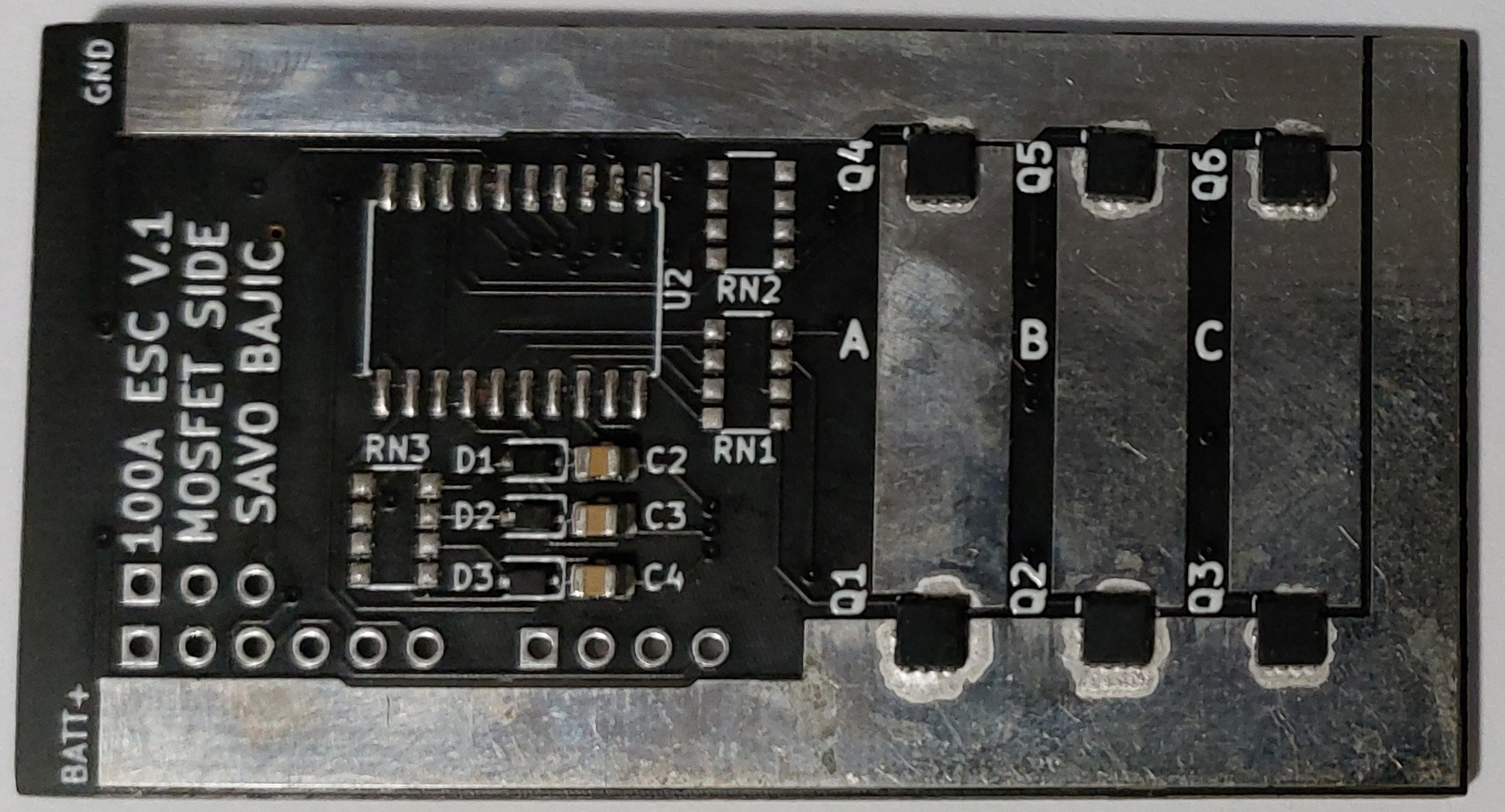 The assembled MOSFET/Inverter side (Note: I removed the MOSFET driver to use on other boards)
