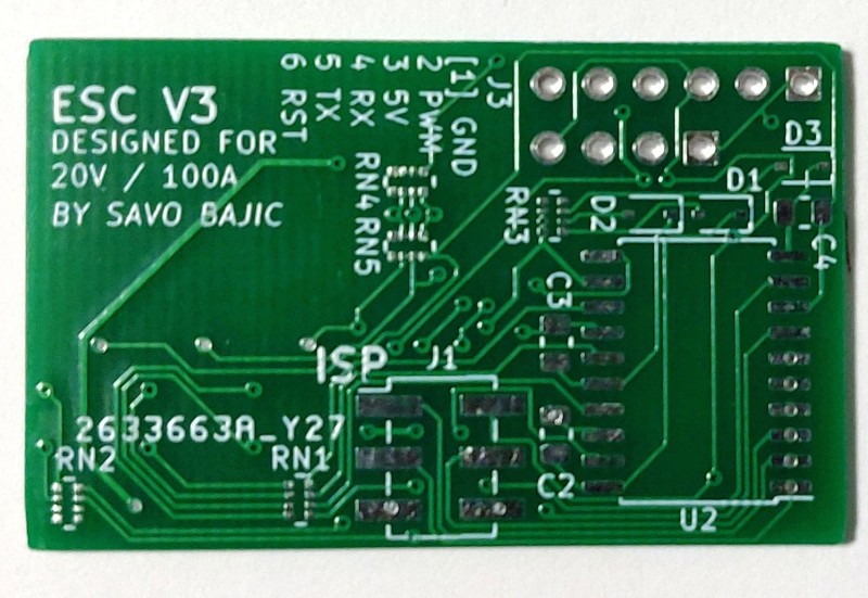 The bottom side of the purchased PCB