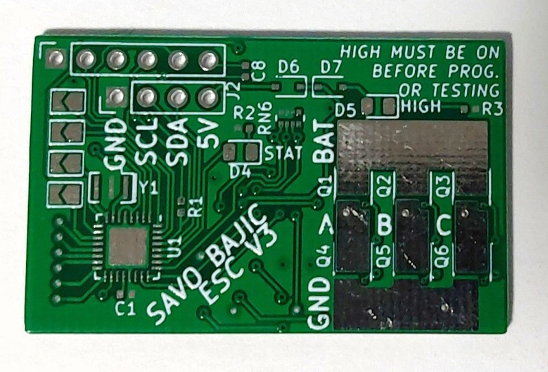 The top side of the purchased PCB