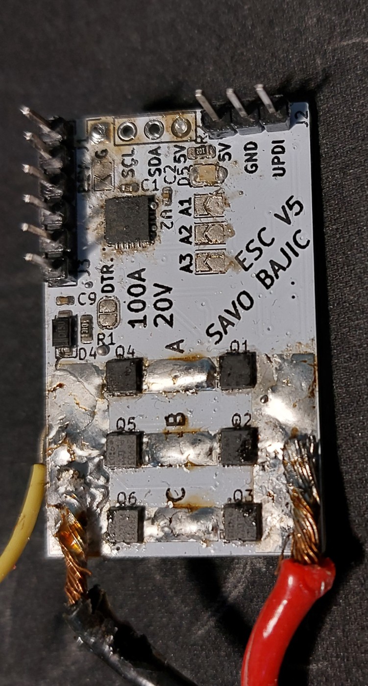 The almost bare front of the assembled ESC V5