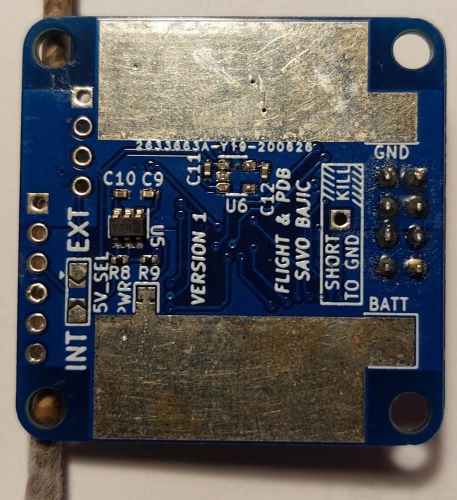The bottom side of the assembled board (Note: the 3.3V regulator was removed for use in another board)
