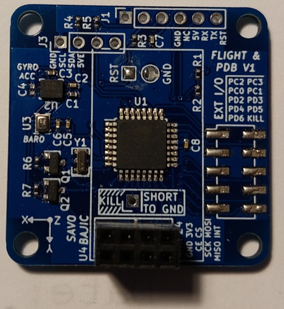 The top side of the assembled board