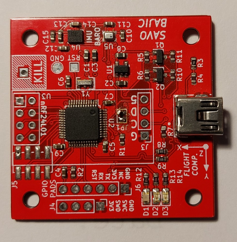 The top side of the assembled board