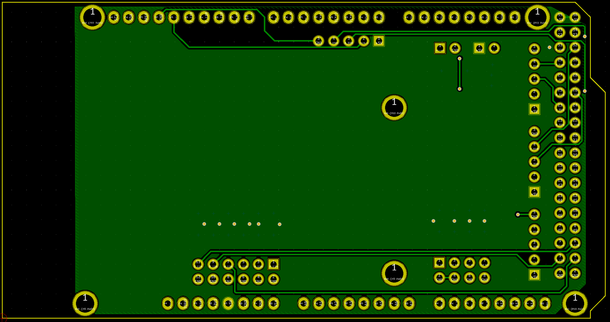 The layout of the bottom side