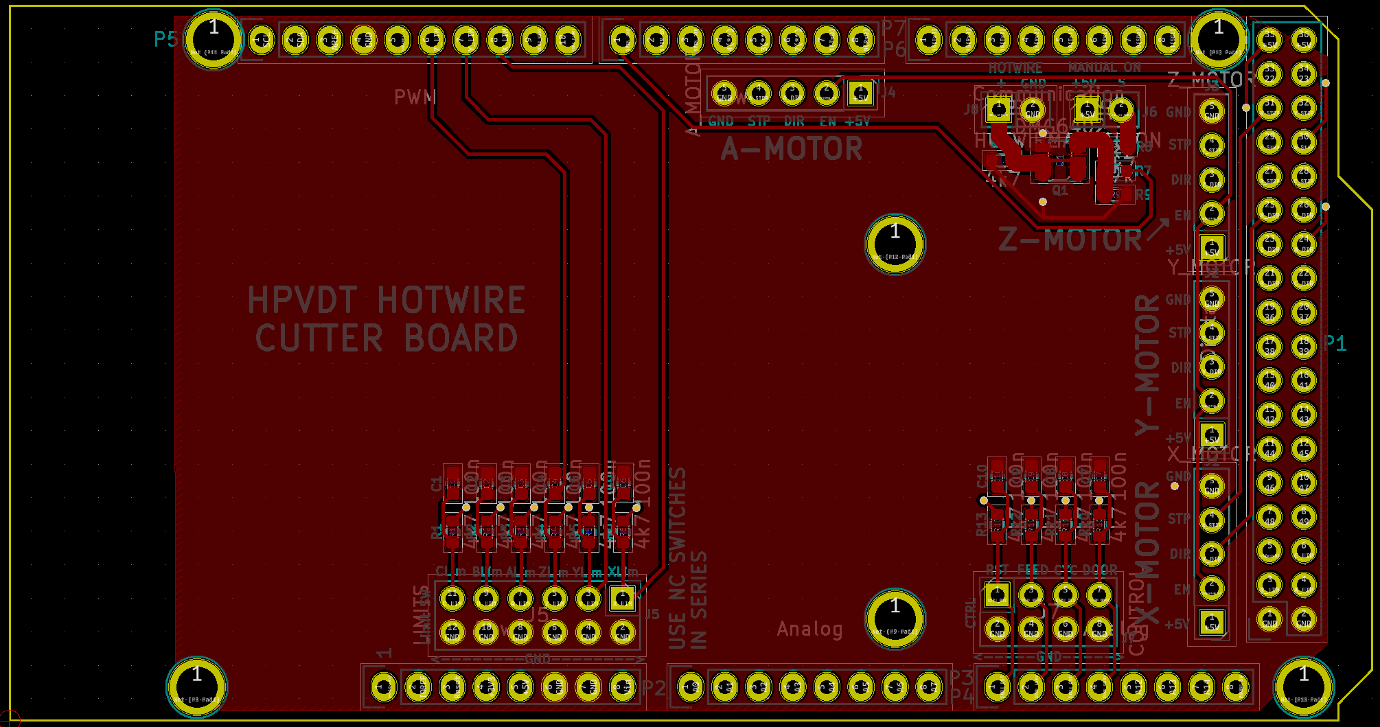 The layout of the top side