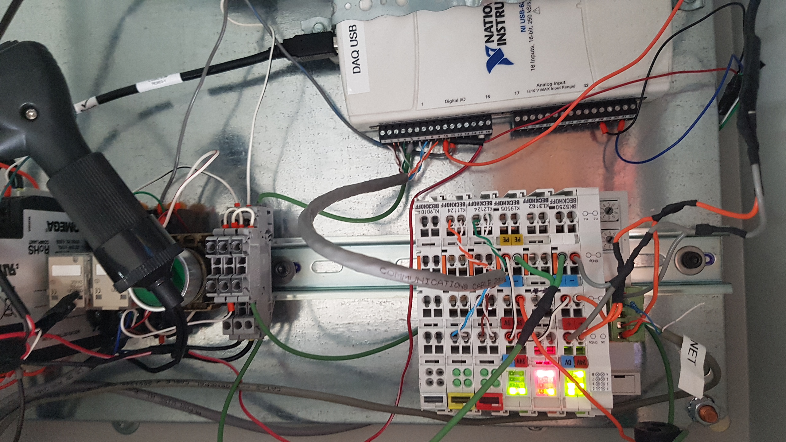 The interior of the PLC cabinet (My, oh my, have I gotten better at wiring since)