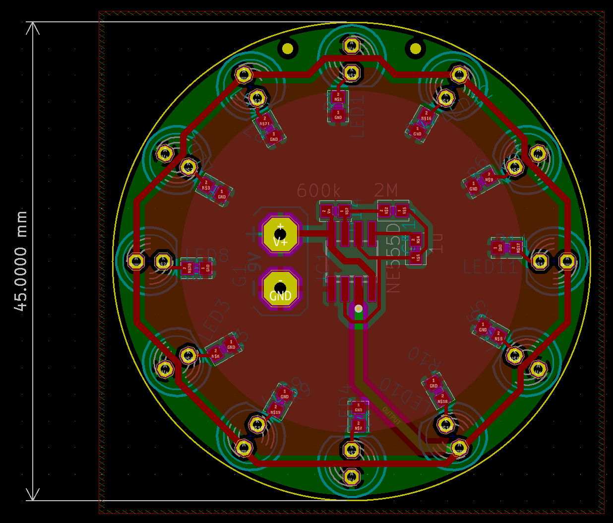 Layout of the circuit in EAGLE