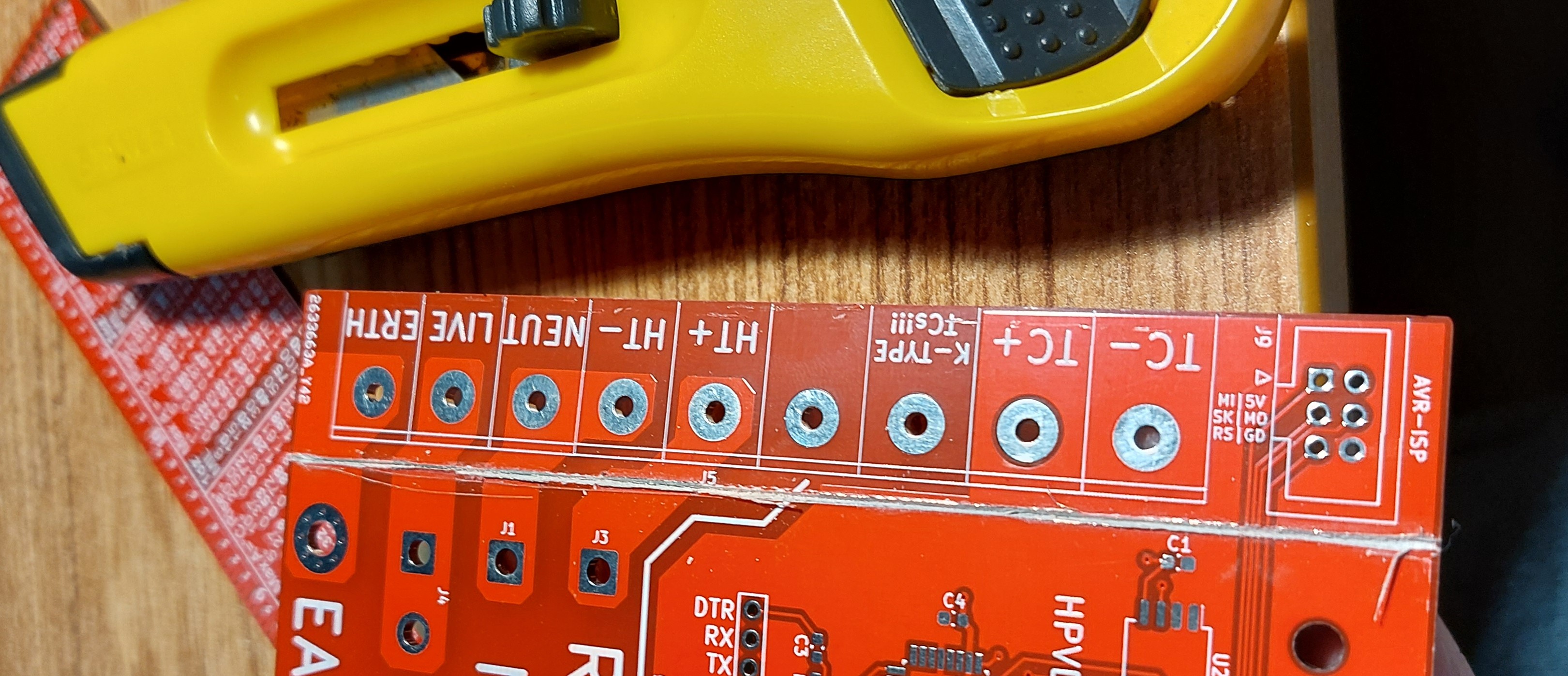 The scored board before breaking