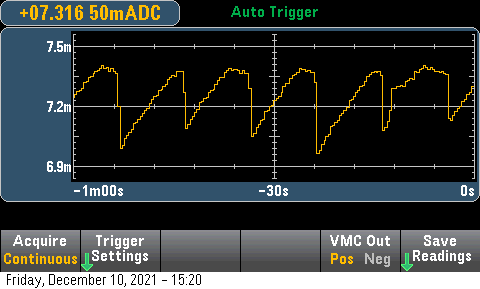 Current draw when using delay() to idle for 10 seconds at a time. (5V, 8MHz)