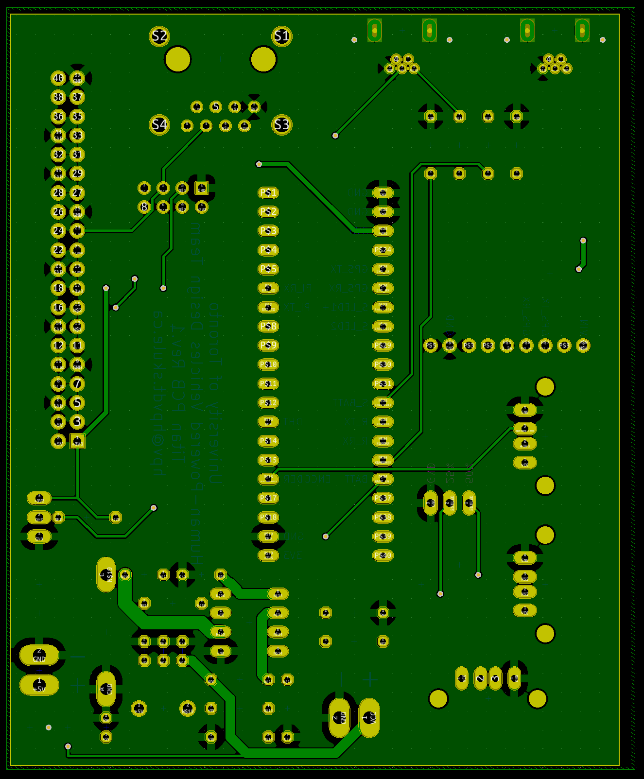 The layout of the bottom side