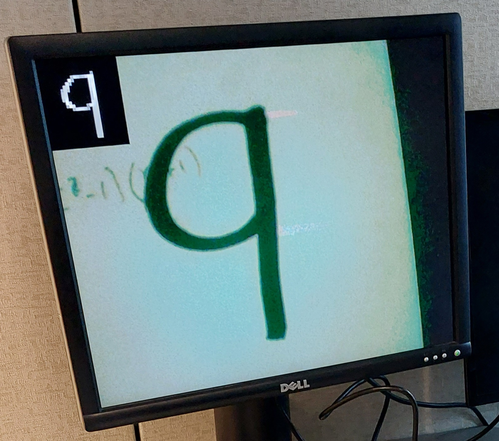 Live video feed of a digit, with a preview of the processed image used for recognition in the top left